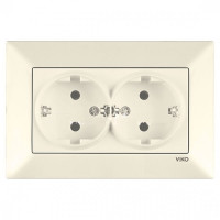 Розетка двойная с заземлением крем VIKO MERIDIAN 90970256-WH